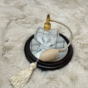 1930 Crystal Heart shaped perfume bottle with atomizer
